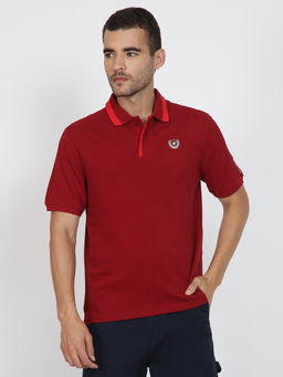 Ben Sherman - Men Maroon Solid Pure Cotton Polo T-Shirt