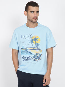 Ben Sherman - Men Blue Typography Printed Cotton T-Shirt