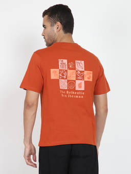 Ben Sherman - Men Rust Typography Printed Cotton T-Shirt
