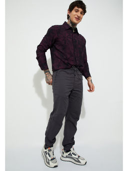max - Grey Men Solid Relaxed Fit Jogger