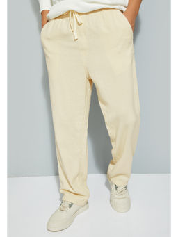 max - Beige Men Textured Regular Fit Pant
