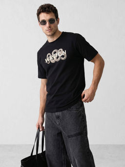 WROGN - Black Classic Placement Printed T-Shirt