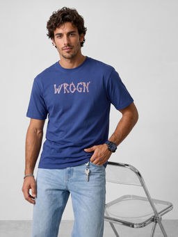 WROGN - Blue Classic Placement Printed T-Shirt