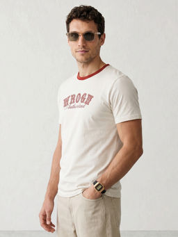 WROGN - Off White Slim Fit Placement Printed T-Shirt