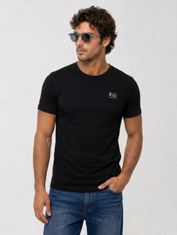 WROGN - Black Slim Fit Solid Detail T-Shirt