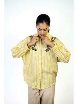 Amoh - Yellow Bloom Stripes Shirt