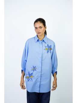 Amoh - Blue Amoh Skye Embroidered Shirt