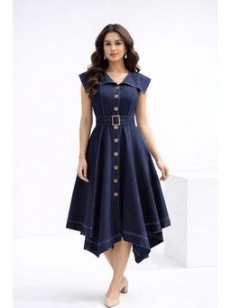 Diiwataa - Blue Zig Zag Handkerchief Dress