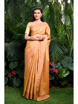 Beatitude - Mustard Handwoven Kota Banswara Silk Saree with Unstitched Blouse