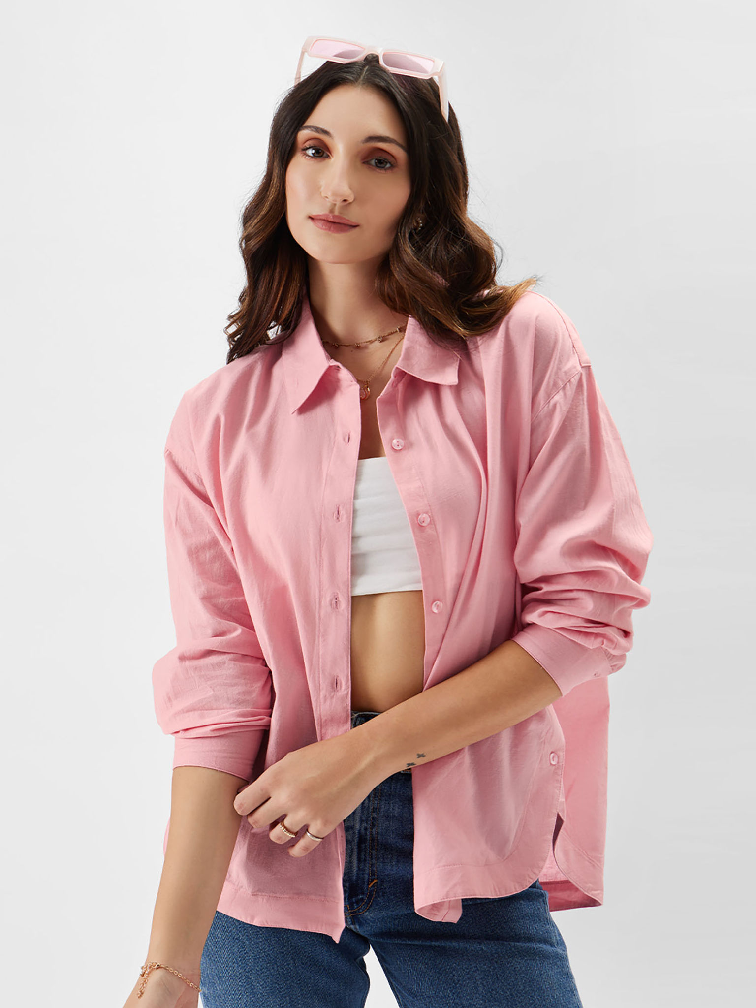 Women Original Solids: Pink Boyfriend Shirts