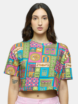 The Souled Store - Women Originals Peranakan Houses Oversized Cropped T-shirt