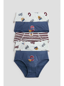 H&M - Boys Blue 5-Pack Printed Boys Briefs