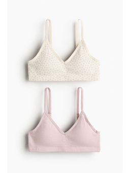 H&M - Girls White 2-Pack Padded Crop Tops