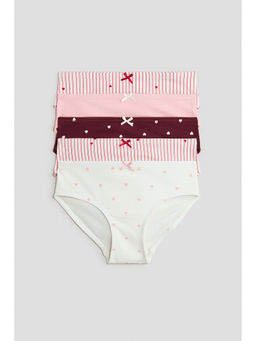 H&M - Girls Red 5-Pack Printed Cotton Briefs