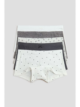 H&M - Girls Grey 5-Pack Cotton Boxer Briefs