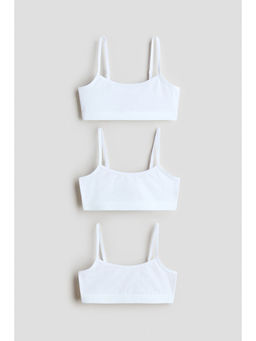 H&M - Girls White 3-Pack Cotton Crop Tops