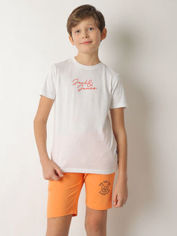 Jack & Jones Junior - White Round Neck Solid T-Shirt