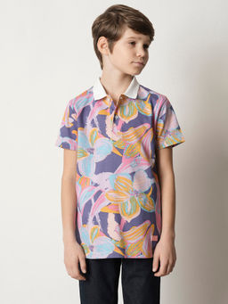 Jack & Jones Junior - Purple Printed Polo T-Shirt