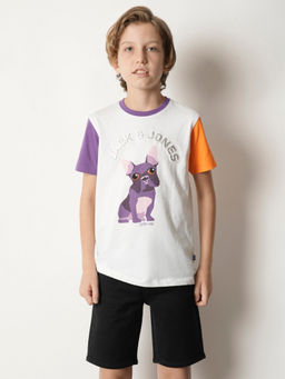 Jack & Jones Junior - White Round Neck Graphic Print T-Shirt