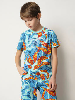 Jack & Jones Junior - Blue Round Neck Graphic Print T-Shirt