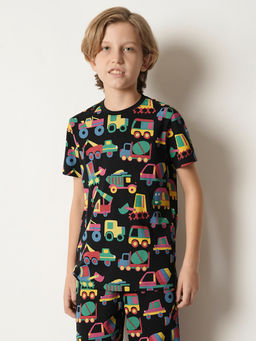 Jack & Jones Junior - Black Round Neck Graphic Print T-Shirt