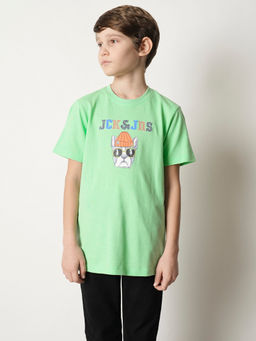 Jack & Jones Junior - Green Round Neck Graphic T-Shirt