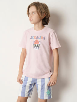 Jack & Jones Junior - Pink Round Neck Graphic T-Shirt
