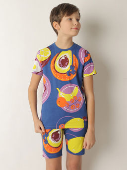 Jack & Jones Junior - Blue Round Neck Graphic Print T-Shirt