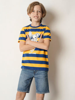 Jack & Jones Junior - Yellow Round Neck Stripes T-Shirt