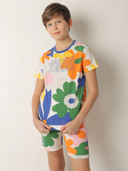 Jack & Jones Junior - Multi-Color Round Neck Floral Printed T-Shirt