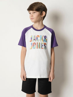 Jack & Jones Junior - White Round Neck Typography T-Shirt