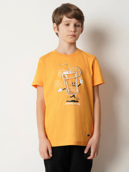 Jack & Jones Junior - Orange Round Neck Graphic Print T-Shirt