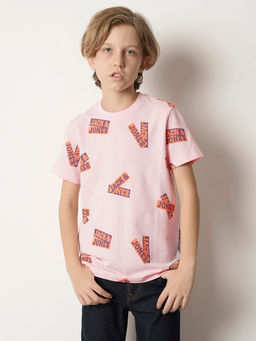Jack & Jones Junior - Pink Round Neck Graphic Print T-Shirt