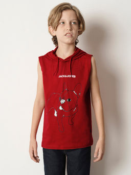 Jack & Jones Junior - Red Hooded Graphic T-Shirt
