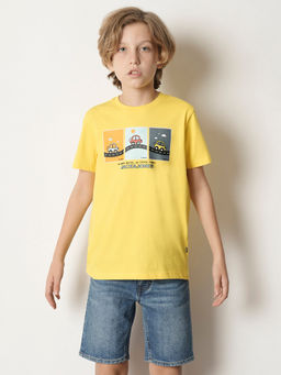 Jack & Jones Junior - Yellow Round Neck Graphic Print T-Shirt