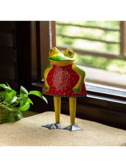 ExclusiveLane - Frog Maiden' Handpainted Garden Decorative Showpiece In Metal (11 Inches)
