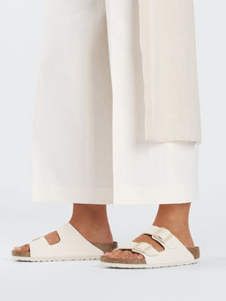 Birkenstock - Arizona Unisex Eggshell White Birko-Flor Two Strap Sandals