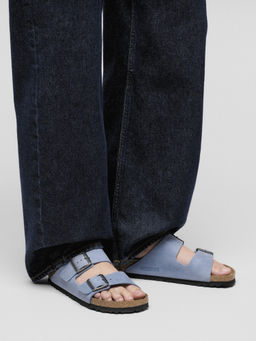 Birkenstock - Arizona Unisex Blue Natural Leather Oiled Two Strap Sandals