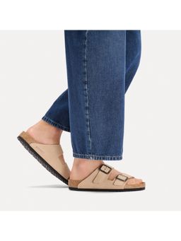 Birkenstock - Arizona Wire Buckle Unisex Beige Nubuck Leather Two Strap Sandals