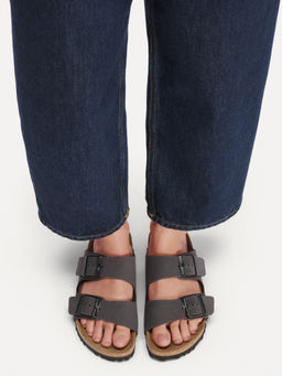 Birkenstock - Arizona Unisex Grey Birko-Flor Two Strap Sandals