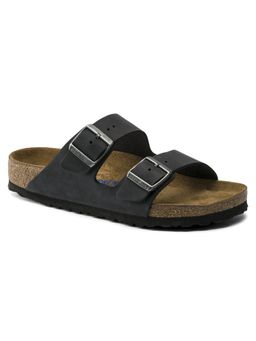 Birkenstock - Arizona Unisex Black Natural Leather Oiled Two Strap Sandals