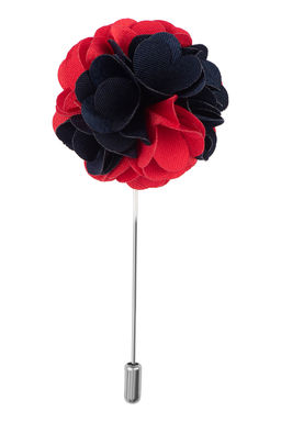 The Tie Hub - Blue-Red Marigold Flower Lapel Pin