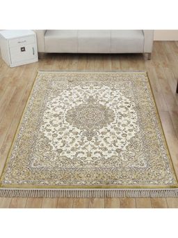 OBSESSIONS - Cream and Beige Solid Machine Made Rectangular Carpet
