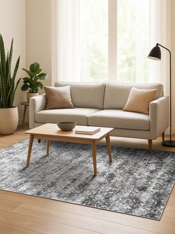 OBSESSIONS - Grey Solid Machine Made Rectangular Carpet