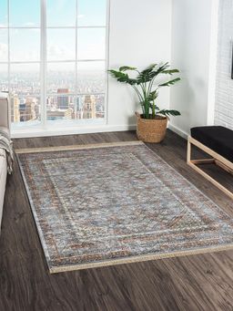 OBSESSIONS - Grey and Rust Solid Machine Made Rectangular Carpet