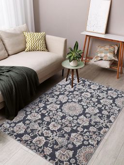 OBSESSIONS - Grey and Cream Solid Machine Made Rectangular Carpet