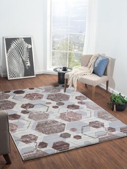 OBSESSIONS - Brown and Grey Solid Machine Made Rectangular Carpet