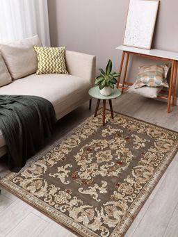 OBSESSIONS - Brown and Beige Solid Machine Made Rectangular Carpet