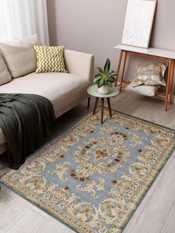 OBSESSIONS - Beige and Grey Solid Machine Made Rectangular Carpet