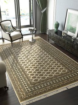 OBSESSIONS - Cream and Beige Solid Machine Made Rectangular Carpet